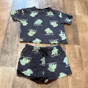 Dinosaur Print Gray and Green Kids Outfit-size 18 months